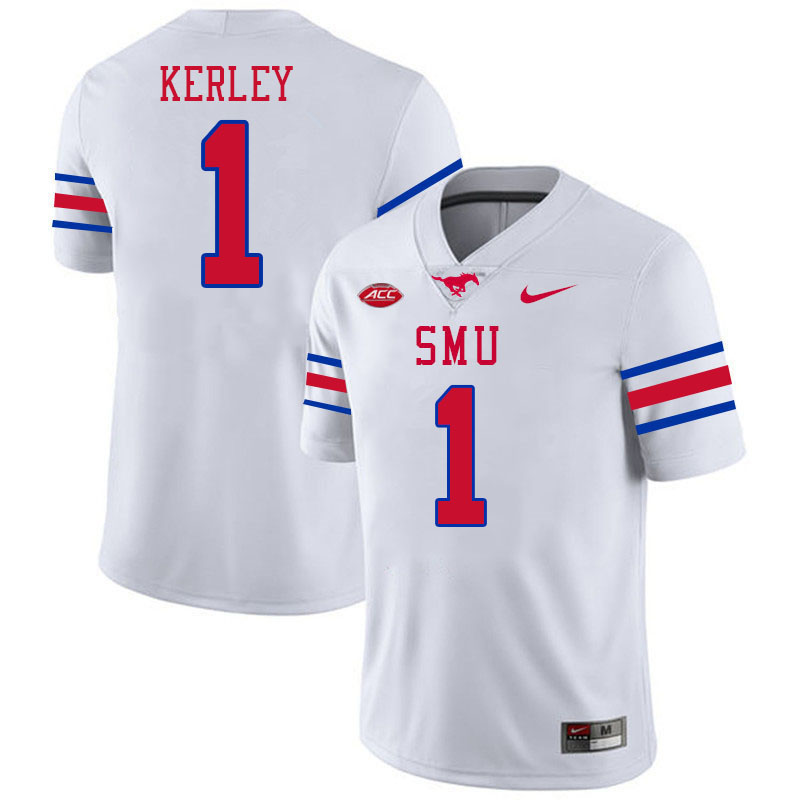 SMU Mustangs #1 Jordan Kerley College Football Jerseys Stitched Sale-White